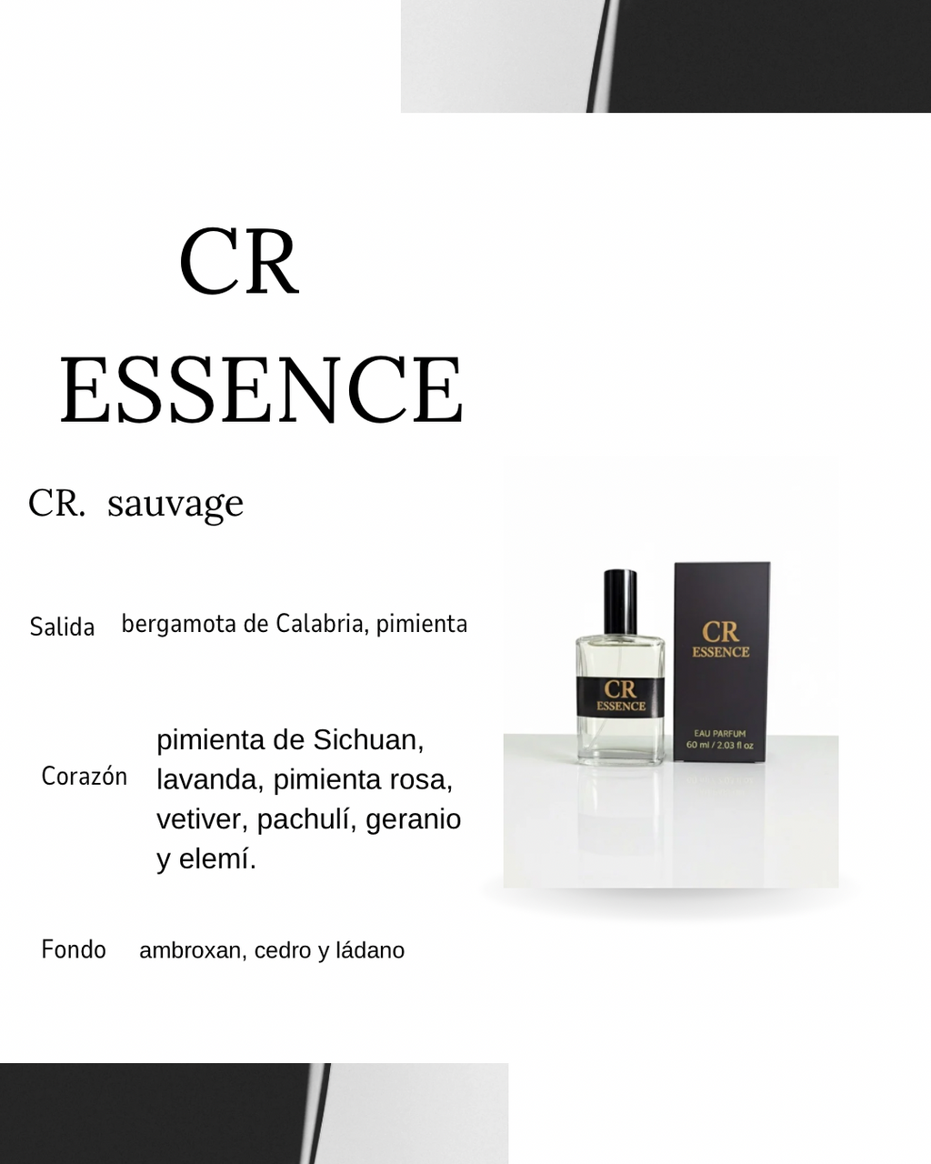 Perfume para hombre CR ESSENCE alta fijación 60 ml