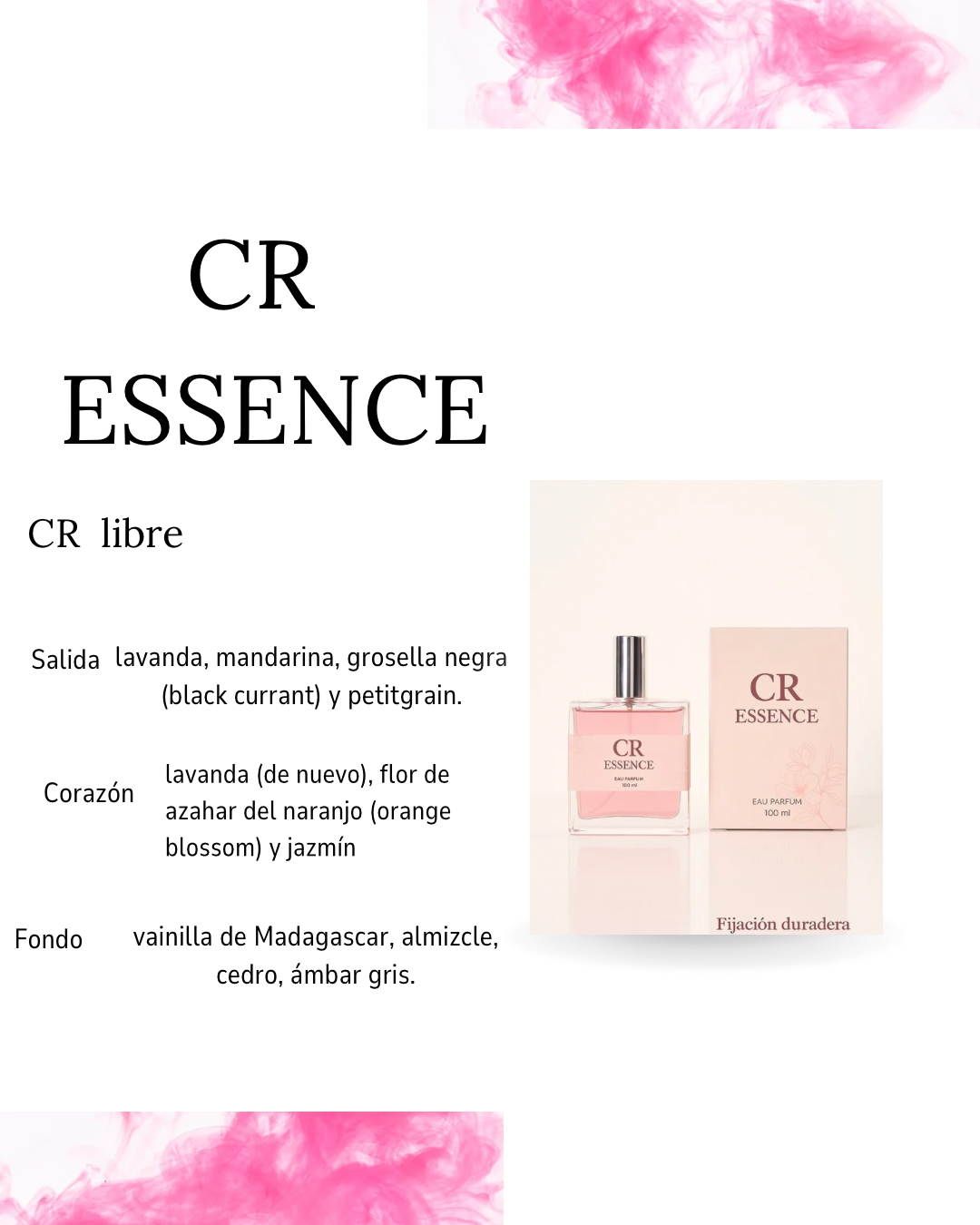 Perfume para mujer CR ESSENCE libre alta fijación