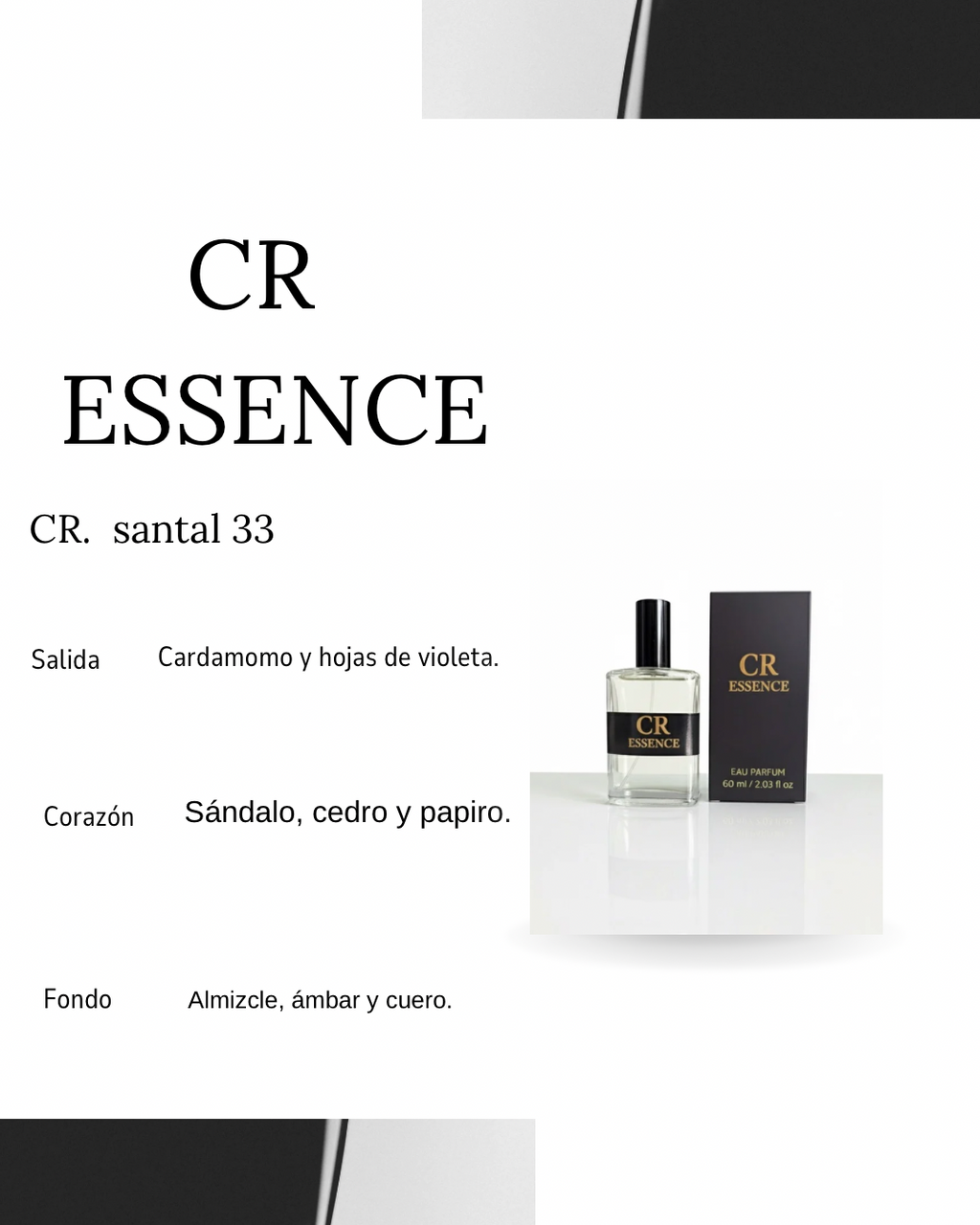 Perfume para hombre CR ESSENCE Santal 33 alta fijación 60 ml