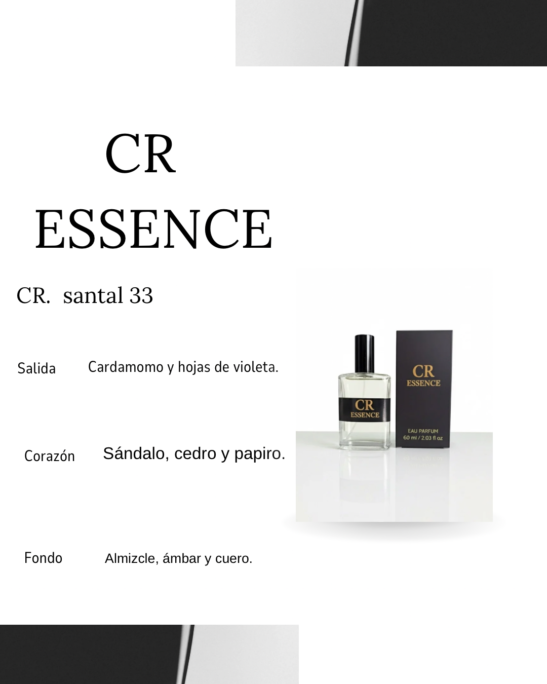 Perfume para hombre CR ESSENCE Santal 33 alta fijación 60 ml