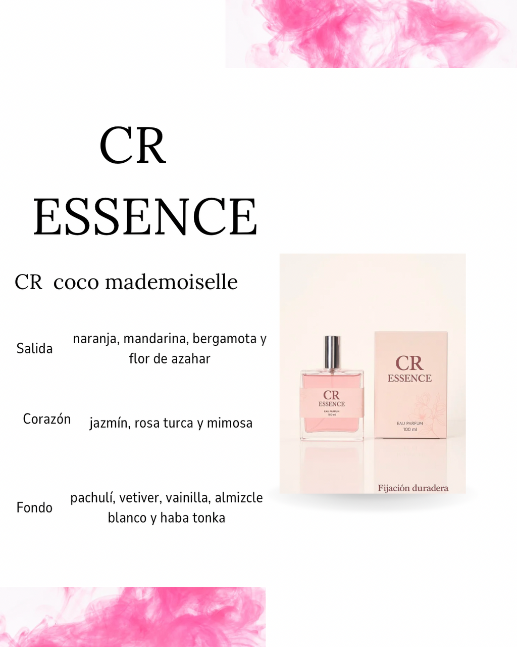 Perfume para mujer CR ESSENCE coco mademoiselle alta fijación