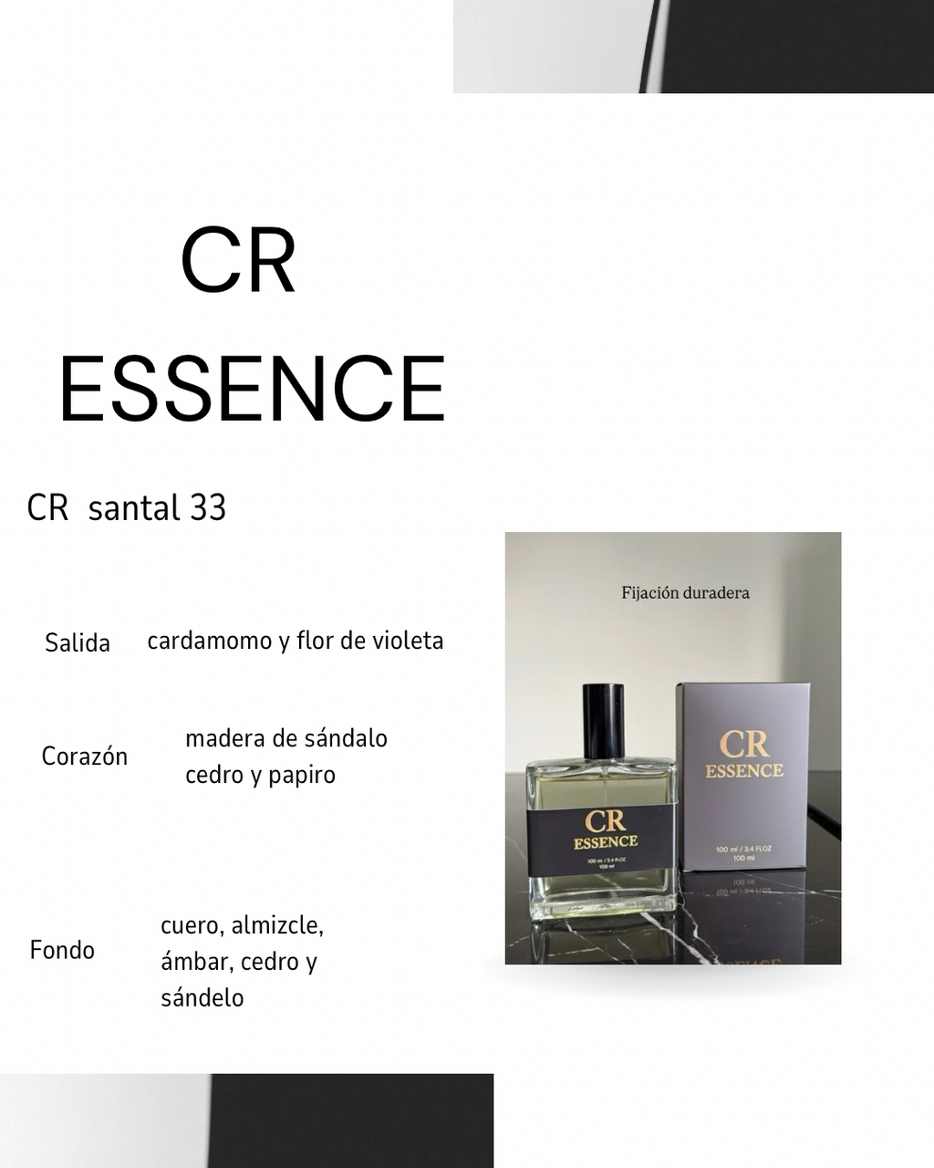 Perfume para hombre CR ESSENCE santal 33 alta fijación