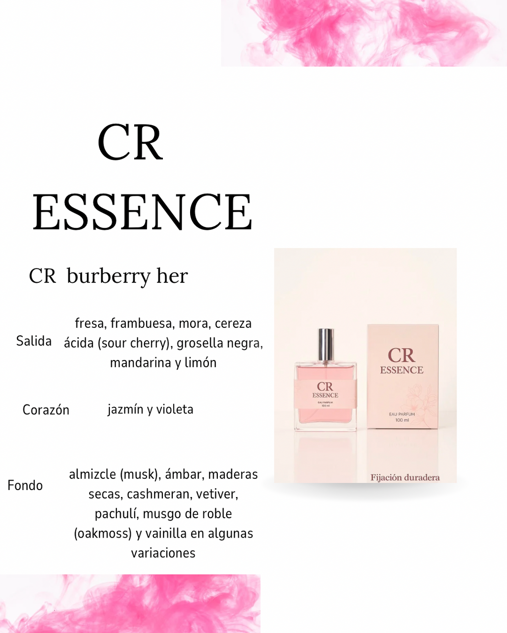 Perfume para mujer CR ESSENCE burberry Her alta fijación