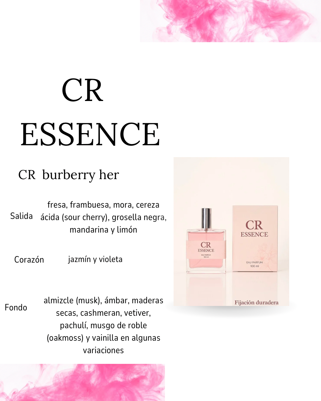 Perfume para mujer CR ESSENCE burberry Her alta fijación