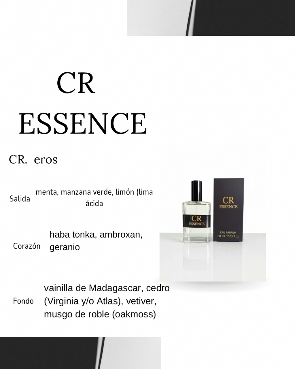 Perfume para hombre CR ESSENCE EROS alta fijación 60ml