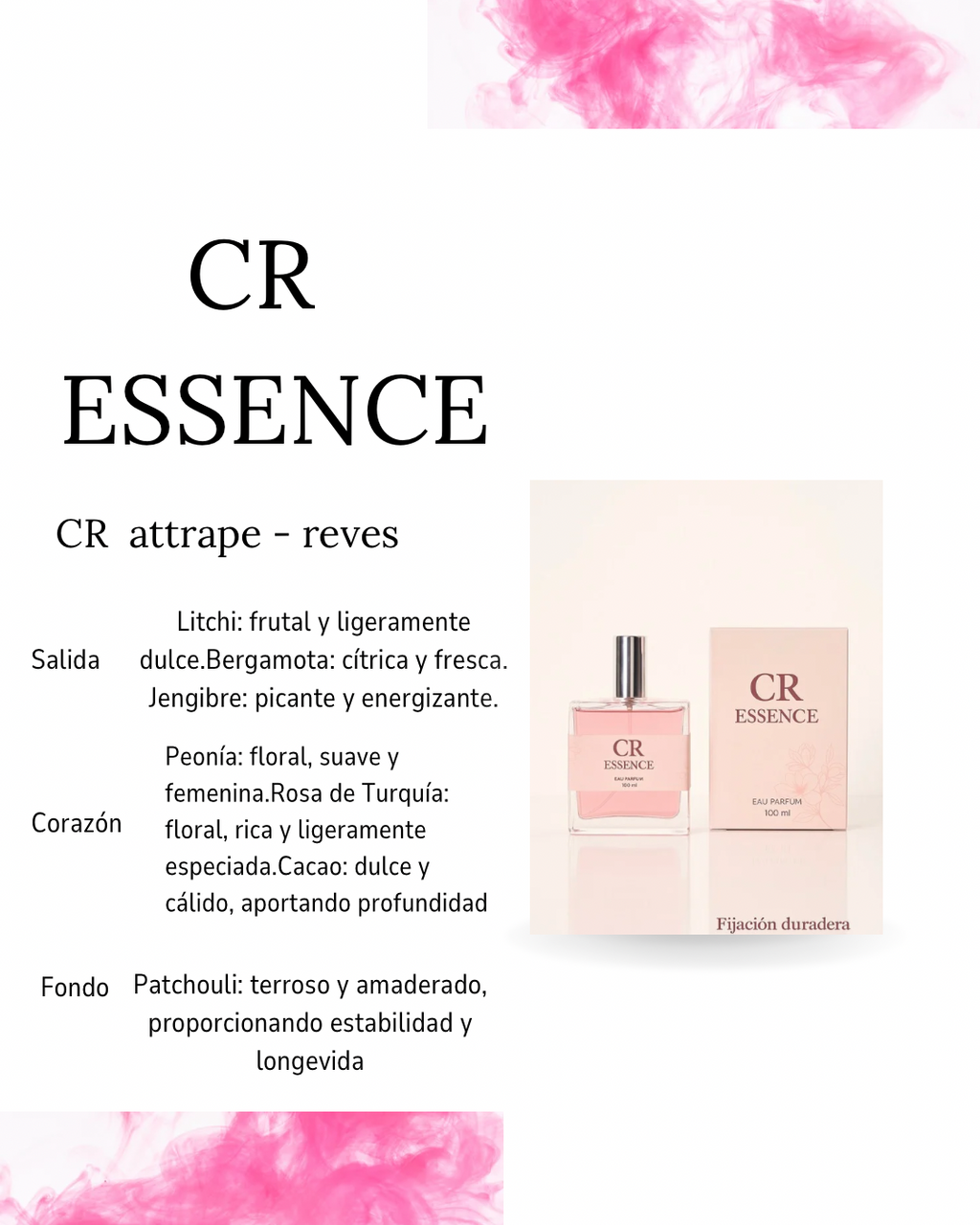 Perfume para hombre CR ESSENCE attrape-revés alta fijación